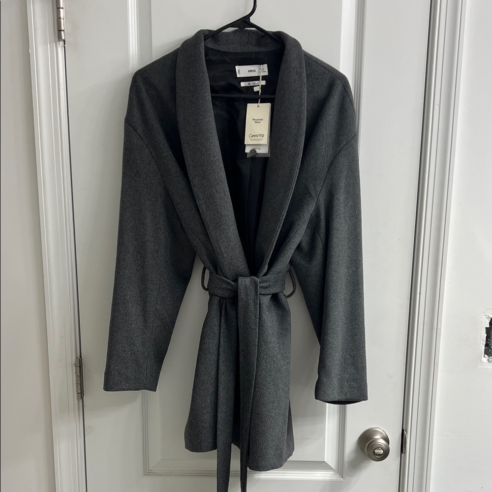 Mango Charcoal Belted Coat